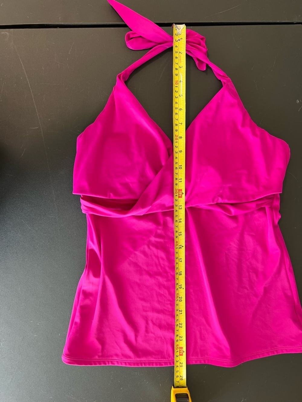 Athleta Womens Faux Wrap Tankini Top Pink Stretch Halter Neck Tie 38D/DDT - Picture 7 of 9